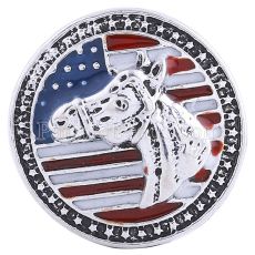 20MM Horse and National flag snap Antique Silver Plated with  Enamel KC6114 snaps jewelry