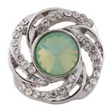20MM design snap Silver Plated with green Rhinestone KC6461 snaps jewelry