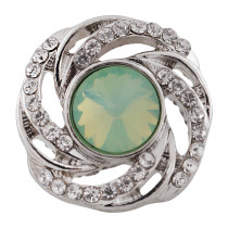 20MM design snap Silver Plated with green Rhinestone KC6461 snaps jewelry