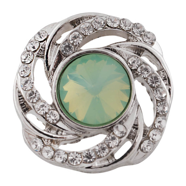 20MM design snap Silver Plated with green Rhinestone KC6461 snaps jewelry