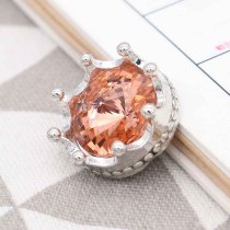 20MM crown snap Silver Plated with orange rhinestone KC6814 snaps jewelry