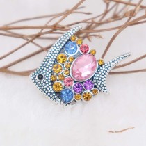 20MM Fish snap silver Plated with Colorful Rhinestones  KC6798 Multicolor