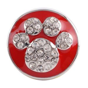 20MM Paws snap button Antique Silver Plated with red rhinestone snap jewelry