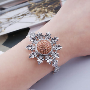 18mm Sugar snaps Alloy with yellow snaps chunks rhinestones jewelry