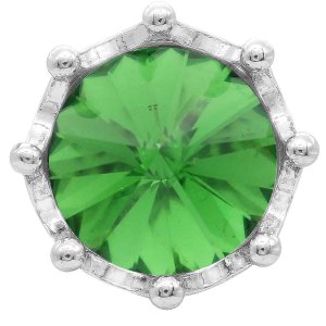 20MM crown snap Silver Plated with green rhinestone KC6813 snaps jewelry