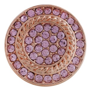 20MM round snap  Antique rose-gold plated with pink rhinestone KC7065 snaps jewelry