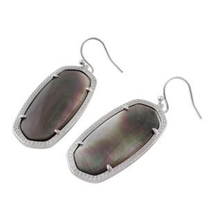 Kendra Scott style  Elle Drop Earrings black shell with silver plating Elle size