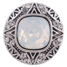 20MM snap silver plated with white rhinestones  KC6319 interchangable snaps jewelry