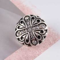 20MM Cross snap Antique Silver Plated with white Rhinestones KC6166 snaps jewelry