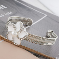 20MM flower snap sliver Plated with pearl and white enamel KC9877 snaps jewelry