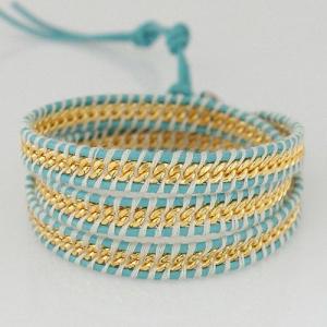 3 wrap bracelet with crystal on real leather
