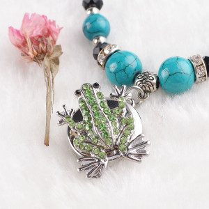 20MM Frog snap Antique Silver Plated with green  rhinestone KB8099 snaps jewelry