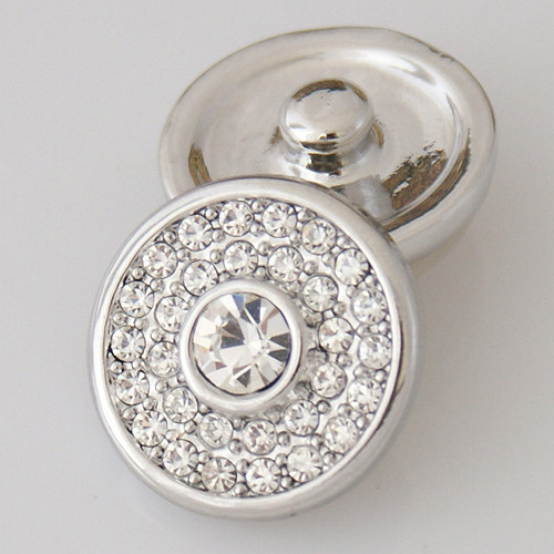 20MM Round snap Antique Silver Plated with clear rhinestone KB5008 ...