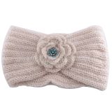 Winter Knit Headband fit 18mm snap button beige