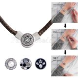 45CM Braided brown leather necklace fit snaps