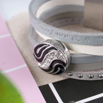 20MM Water ripples  snap  silver plated DS5082 with clear Rhinestone and black Enamel interchangeable snaps jewelry