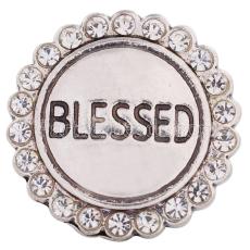 20MM blessed snap Silver Plated with white rhinestones and Enamel KC8563 snaps jewelry