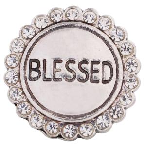20MM blessed snap Silver Plated with white rhinestones and Enamel KC8563 snaps jewelry