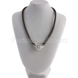 45CM Braided brown leather necklace fit snaps