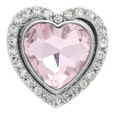20MM love design snap Silver Plated with pink rhinestone KC9923 snaps jewelry