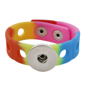 18cm kid junior style bracelet with 15mm width colorful silicone stretch fit 20mm snap button