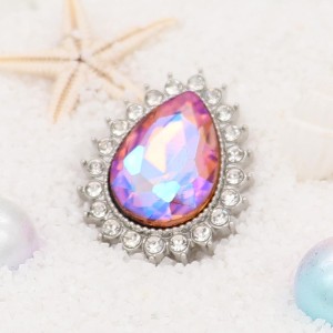 20MM design snap Silver Plated with pink rhinestone KC6893 Rose-red