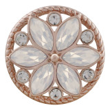 20MM round Rose-Gold Plated with white opal KC7555 snaps jewelry