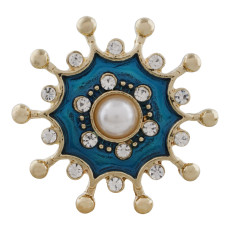 20MM design snap gold Plated with pearl and enamel KC9865 snaps jewelry
