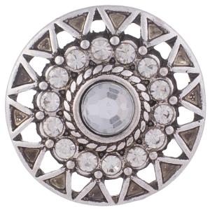20MM Round snap Antique Silver Plated with white rhinestone KB6164 snaps jewelry