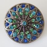 20MM Round snap Antique Silver Plated with rhinestone KB6230 blue