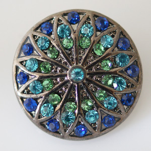 20MM Round snap Antique Silver Plated with rhinestone KB6230 blue