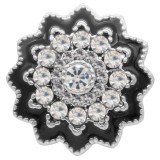 20MM design snap silver Plated with rhinestone KC6939 snaps jewelry black