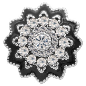 20MM design snap silver Plated with rhinestone KC6939 snaps jewelry black