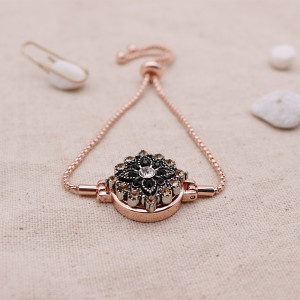 1 buttons snaps Adjustable metal rose gold Bracelets KC0808 fit snaps chunks