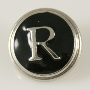 20MM English alphabet-R  snap silver  plated KB1268 with Enamel interchangeable snaps jewelry