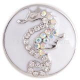20MM hippocampus round snap silver plated with white rhinestones and Enamel KC8893 interchangable snaps jewelry