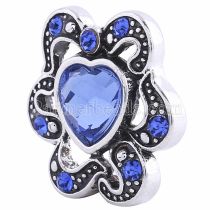 20MM Love snap Antique Silver Plated with blue rhinestones KC6103 snaps jewelry