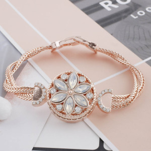 20MM round Rose-Gold Plated with white opal KC7555 snaps jewelry