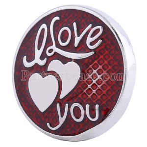 20MM valentine Love snap Silver Plated with red Enamel KC6104 snaps jewelry