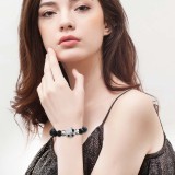 10 mm black lava bead snap bracelet could hold essential oils & perfume Fit 20mm snaps chunks KB4585
