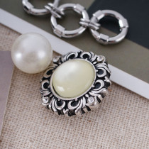 20MM Pattern snap Antique Silver Plated with yellow rhinestone KB6460 snaps jewelry