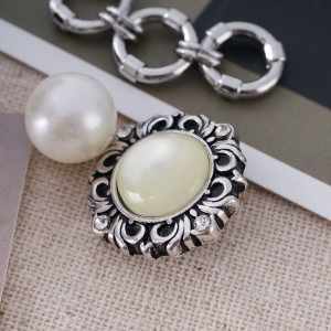 20MM Pattern snap Antique Silver Plated with yellow rhinestone KB6460 snaps jewelry
