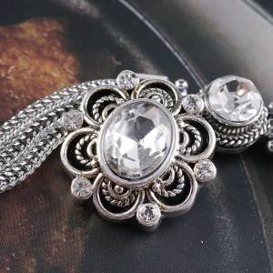 20MM snap flower silver plated with white rhinestones  KC6288 interchangable snaps jewelry