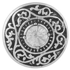 20MM Round snap Antique Silver Plated with white rhinestone KB6148 snaps jewelry