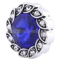 20MM snap Antique Silver plated with deep blue Rhinestones KC6243 snaps jewelry