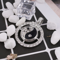 20MM Tai Chi snap Silver Plated with rhinestone and black Enamel KB6184 snaps jewelry