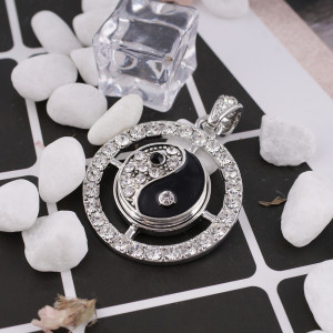 20MM Tai Chi snap Silver Plated with rhinestone and black Enamel KB6184 snaps jewelry