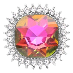 20MM design snap Silver Plated with  colorful  rhinestone KC6771 opal color