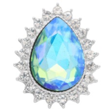 20MM design snap Silver Plated with blue rhinestone KC6898 opal light blue
