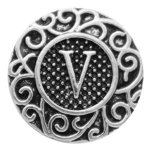 C20MM English alphabet-V snap Antique silver  KC6766 snaps jewelr